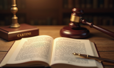 Bureau en bois avec code civil ouvert et documents juridiques