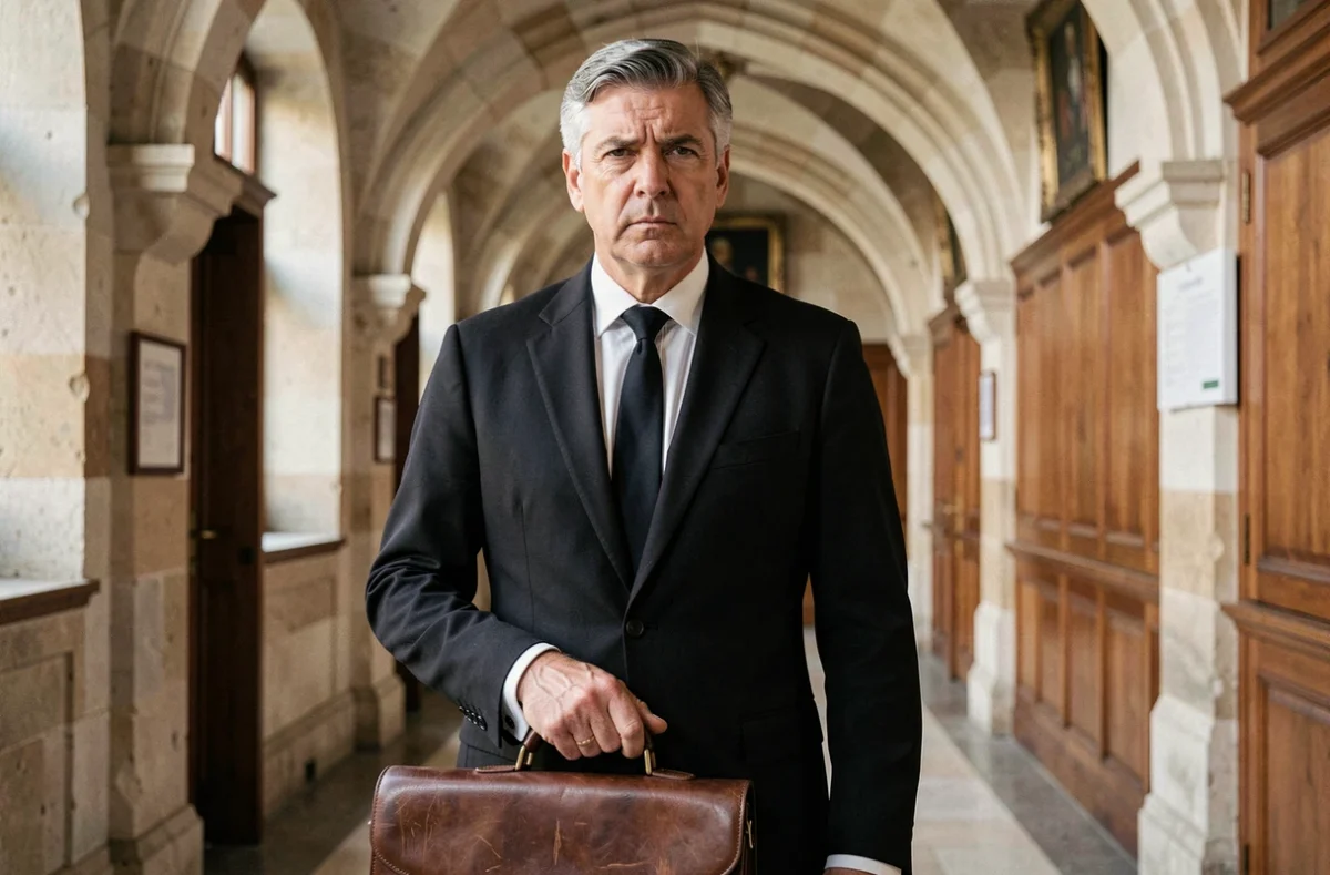 Maître Jacky Floriot, avocat spécialisé en droit pénal et droit commercial, dans le couloir du palais de justice de Chaumont