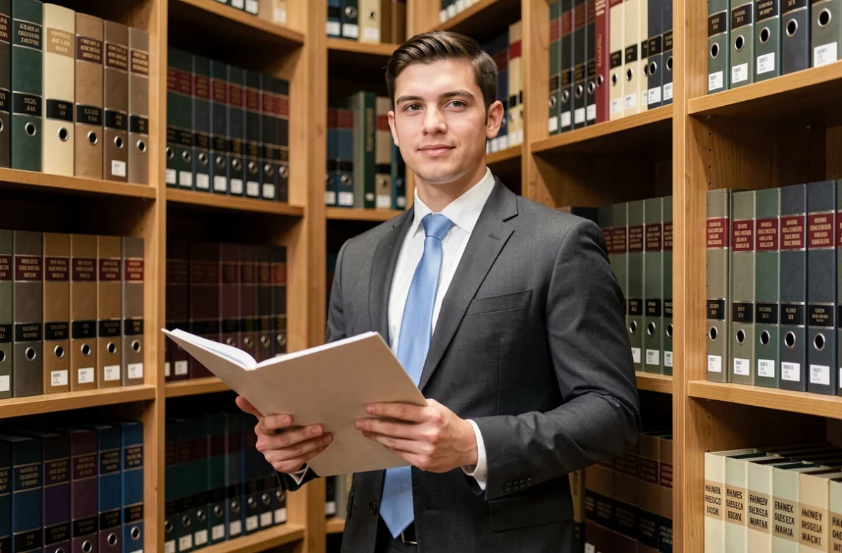 Maître Loïc Henriot, avocat au barreau de Chaumont, devant une bibliothèque juridique tenant un dossier