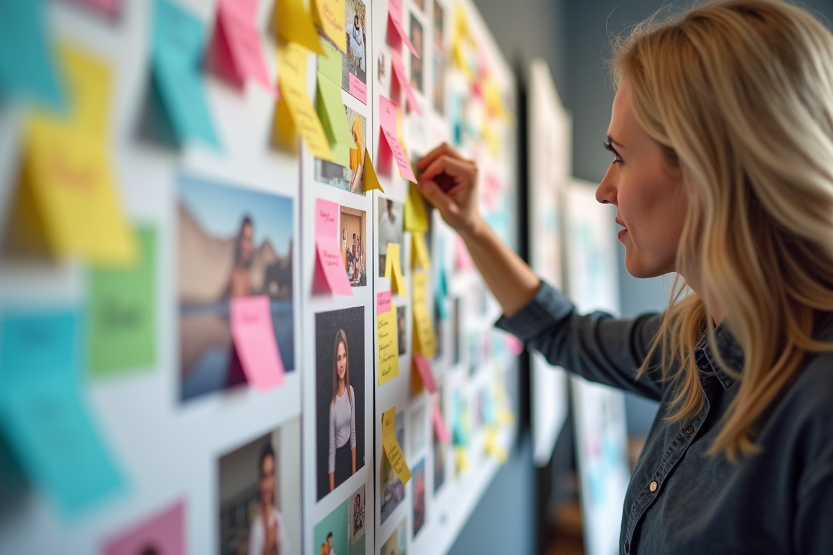 Mur de brainstorming avec notes et images pour l article