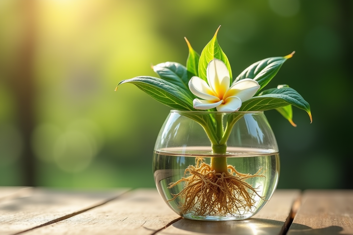Gros plan sur un jasmin sain avec racines dans l
